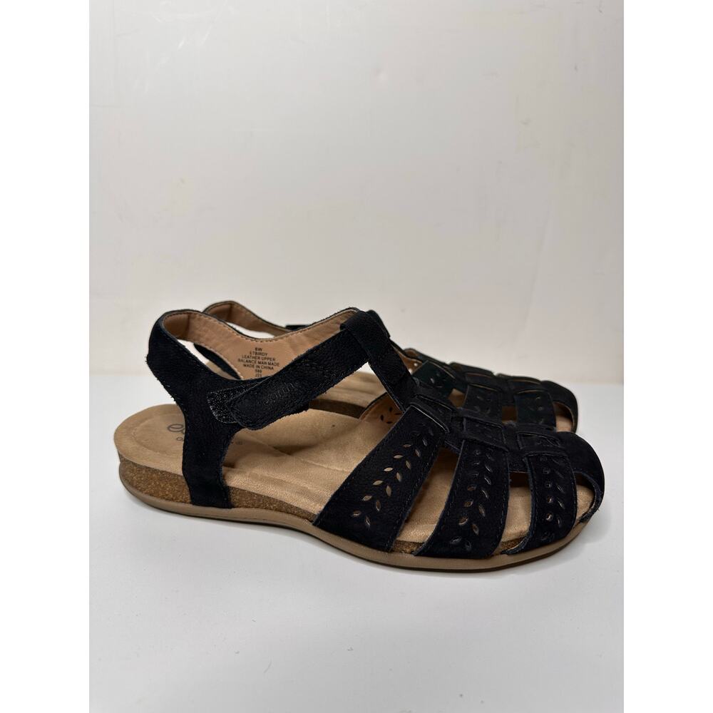 Earth Origins Birdy Sandals Closed Toe Black Suede Comfort Shoes 8 Wide